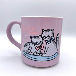 Vintage Mt Clemens Pottery Purple Cat Coffee Tea Mug "I'm a cat purr-son"